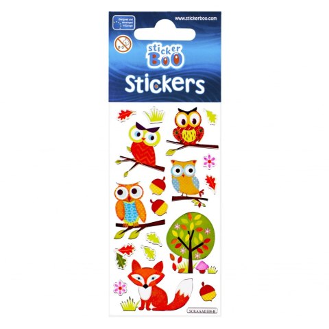 STICKERS 6X18 CM SILVER OWL/FOX STICKER BOO 382525