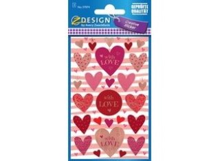 STICKERS 8X16 CM GOLD HEARTS ZWECKFORM 57074