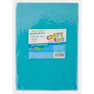 DECORATIVE FELT SHEET 5 PCS. BLUE CRAFT WITH FUN 439310