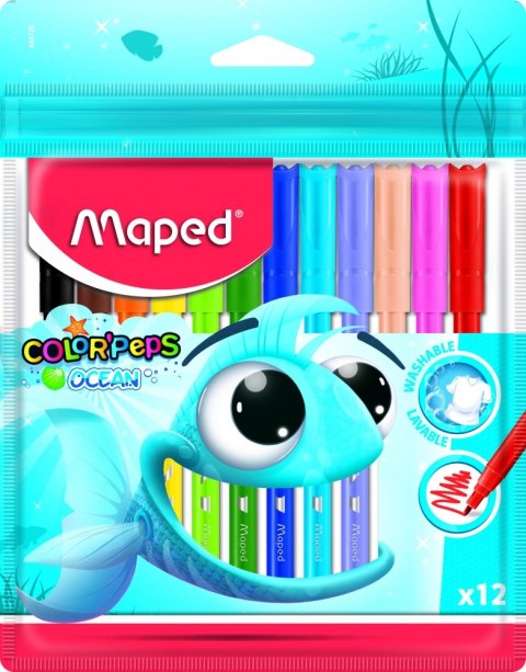 COLORPEPS OCEAN FELT TIPS 12 PCS ZIP CASE 12 MAPED MAPED