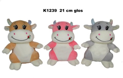 PLUSH TOY COW WITH VOICE 20CM SITTING K1239 SA SUN-DAY