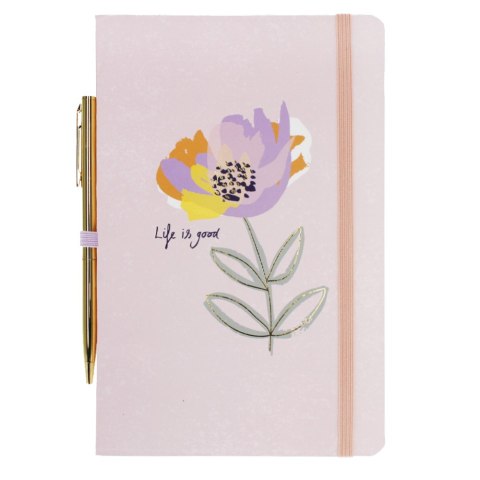 NOTEBOOK 14X21 CM 80 SHEETS WITH A PEN PINK FOLWER STARPAK 514843 STARPAK