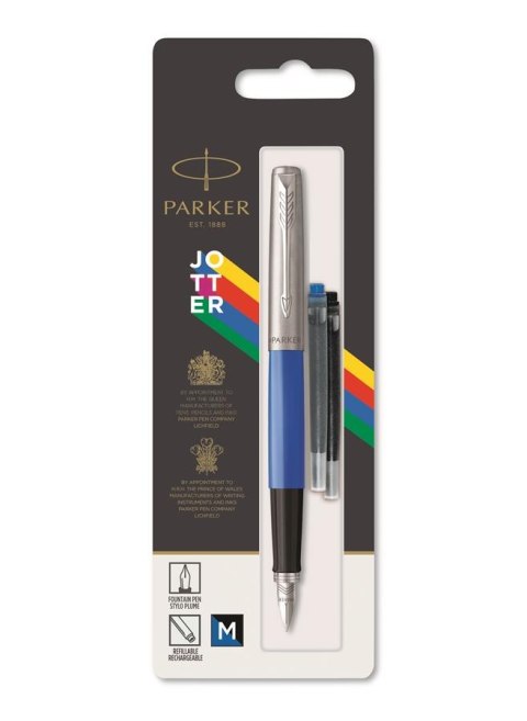 PARKER JOTTER ORIGINALS M FOUNTAIN PEN BLUE CARTRIDGES