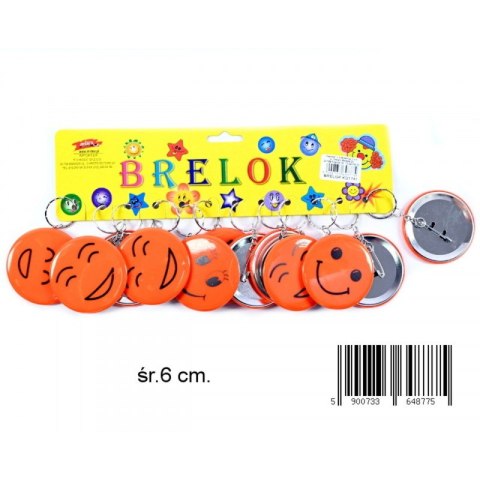 BRELOK METALOWY 6 CM PRZYPINKA BUŹKA POMARAŃCZOWY OP.12 SZT. MIDEX KD1741MID TOYS