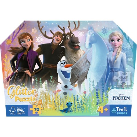 PUZZLE 70 ELEMENTÓW BROKATOWE MAGICZNA PRZYJAŹŃ FROZEN TREFL 53018 TR TREFL