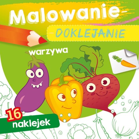 BOOKLET 15X15 CM PAINTING-STICKING. VEGETABLES STICKERS SKRZAT 071122