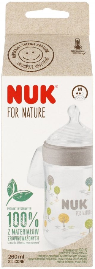 NUK MP BUTELKA ZE SMOCZKIEM SILIKONOWYM 260 ML M FOR NATURE POPIELATA 10742005 NUK