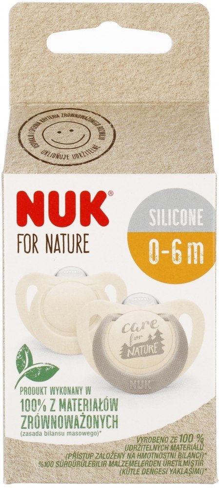 NUK MP SMOCZEK USPOKAJAJĄCY SILIKONOWY 0-6M FOR NATURE POPIELATY OP.2 SZT. 10730763 NUK