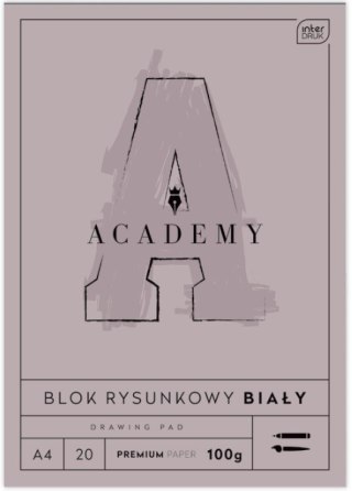 BLOK RYSUNKOWY A4 20 KARTEK BIAŁY ACADEMY INTERDRUK INTERDRUK