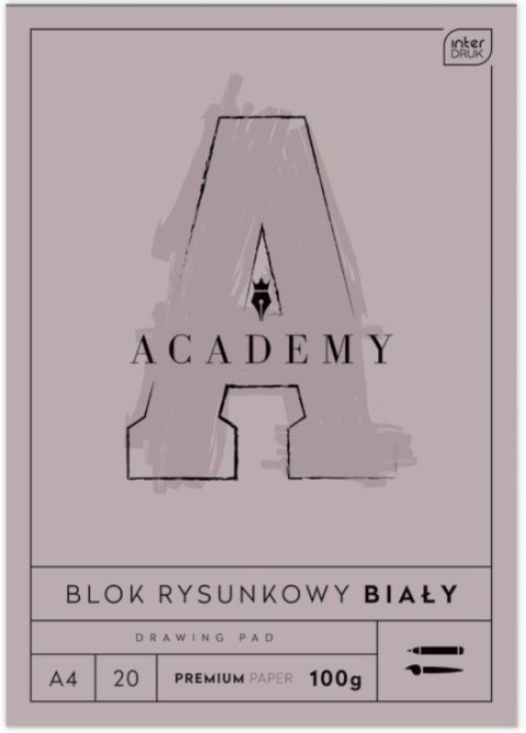 BLOK RYSUNKOWY A4 20 KARTEK BIAŁY ACADEMY INTERDRUK INTERDRUK