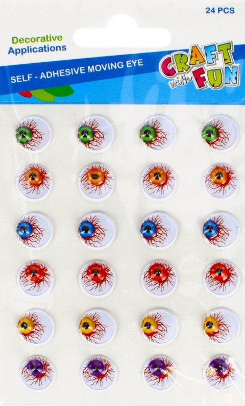 DECORATION SELF-ADHESIVE EYES 15MM PACK.24 PCS. CRAFT WITH FUN 481023