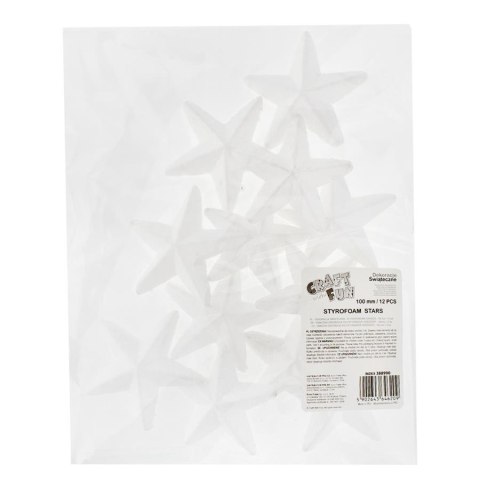 DECORATIVE STYROFOAM STAR 100MM PACK.12 PCS. CRAFT WITH FUN 388990