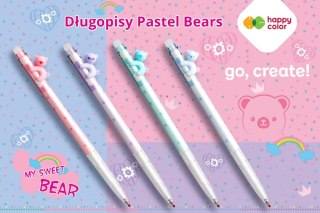 PASTEL BEARS ERASABLE/REMOVABLE PEN, 0.5MM, BLUE, HAPPY COLOR A 12