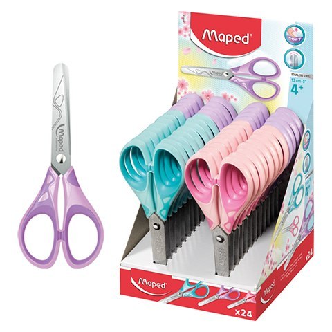 Scissors ESSENTIALS PASTEL SOFT SCHOOL 13 CM DISPLAY 24