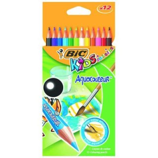 KREDKI OŁÓWKOWE KIDS AQUACOULEUR PUDEŁKO 12 SZT. BIC 8575614 BIC