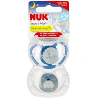 NUK SMOCZEK USPOKAJAJĄCY SILIKONOWY 6-18M SPACE NIGHT NIEBIESKI/BIAŁY OP.2 SZT. 10736619 NUK