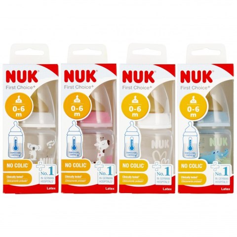 NUK BUTELKA Z WSKAŹNIKIEM TEMP. 150 ML 0-6M FIRST CHOICE MIX KOLORÓW 10743876 NUK