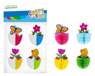 OZDOBA DEKORACYJNA NAKLEJKI KWIATY HARMONIJKA 4SZT CRAFT WITH FUN 531803 CRAFT WITH FUN