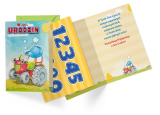 KARNET DK-1073 URODZINY DZIECIĘCE WYMIENNE CYFERKI TRAKTOR PASSION CARDS - KARTKI