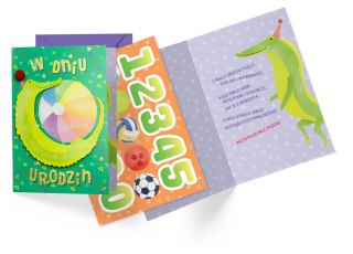 KARNET DK-1090 URODZINY DZIECIĘCE WYMIENNE CYFERKI KROKODYL PASSION CARDS - KARTKI