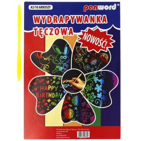 ZESTAW KREATYWNY WYDRAPYWANKA A5/10ARK TĘCZA FOL SDM 408894 FENIKS