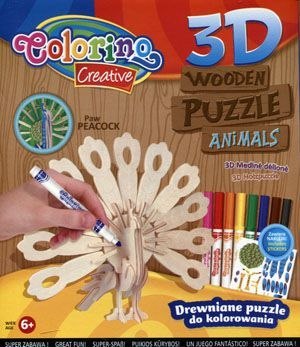 PUZZLE DREWNIANE 3D DO KOLOROWANIA PAW AKCESORIA COLORINO PATIO 838454 PATIO