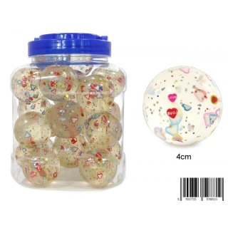 PIŁKA KAUCZUKOWA 4CM PRZEZROCZYSTA MIX SŁOIK A 26 TOYS 1015L TOYS