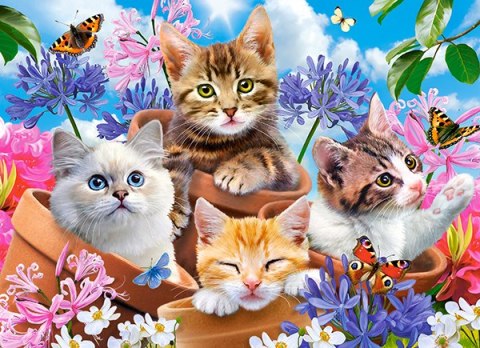 PUZZLE 70 ELEMENTÓW KITTENS WITH FLOWERS CASTORLAND B-070107 CASTOR