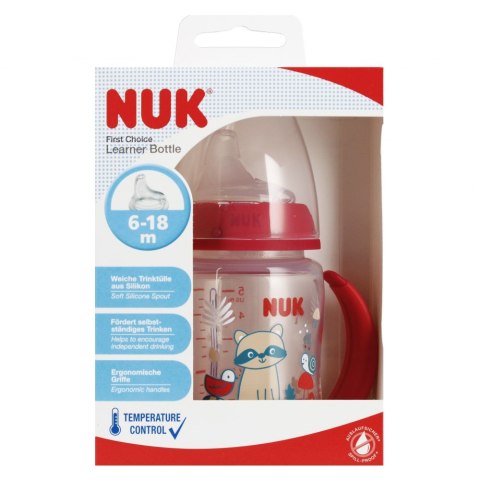 NUK BUTELKA 150 ML 6M Z UCHWYTEM FIRST CZERWONA 10215335 NUK