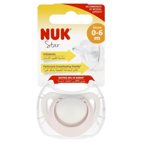 NUK SMOCZEK USPOKAJAJĄCY SILIKONOWY 0-6M STAR RÓŻOWY 10730717 NUK