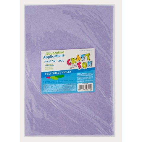 DECORATIVE FELT SHEET 5 PCS. VIOLET CRAFT WITH FUN 439306