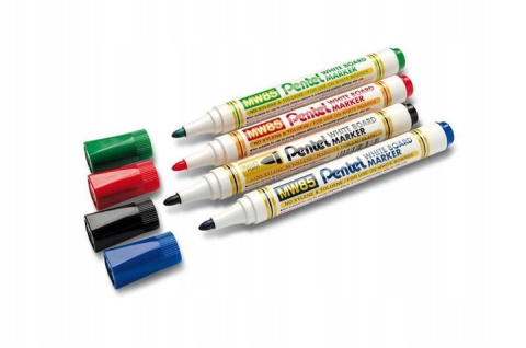 SET OF ROUND DRY ERASE MARKERS PENTEL MW85-4W