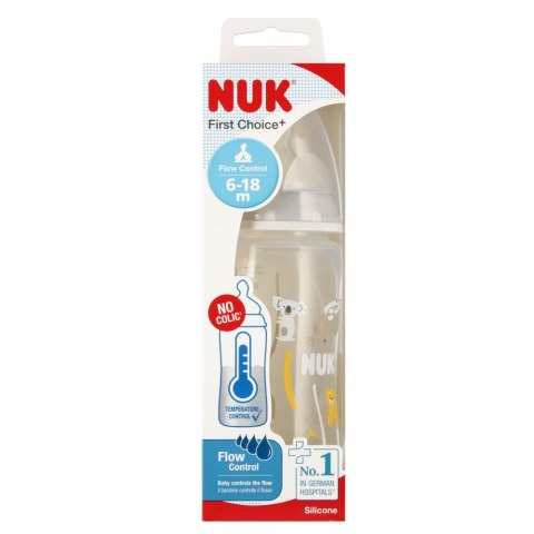 NUK BUTELKA Z WSKAŹNIKIEM TEMP. 300 ML 6-18M FIRST CHOICE POPIELATA 10741088 NUK