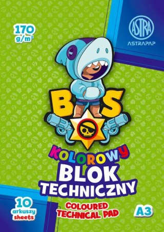 BLOK TECHNICZNY A3 10 KARTEK KOLOROWY 170G ASTRA 106021008 ASTRA