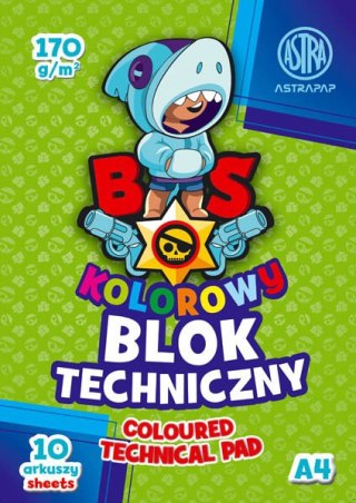 BLOK TECHNICZNY A4 10 KARTEK KOLOROWYCH 170G ASTRA 106021006 ASTRA