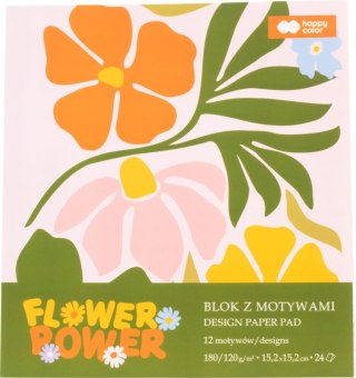 BLOK Z MOTYWAMI BLOOM, 15,2X15,2CM, 24 ARK, 180G/120G, HAPPY COLOR GDD