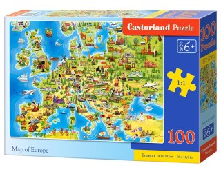 PUZZLE 100 ELEMENTÓW MAP OF EUROPE CASTORLAND B-111060 CASTOR