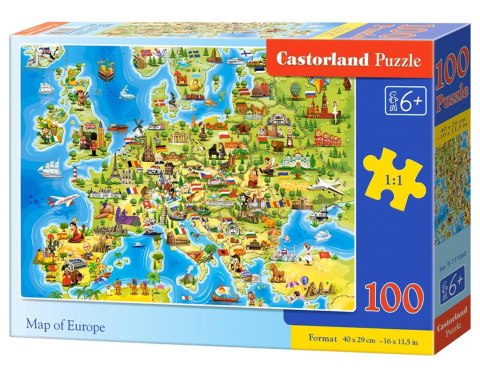 PUZZLE 100 ELEMENTÓW MAP OF EUROPE CASTORLAND B-111060 CASTOR