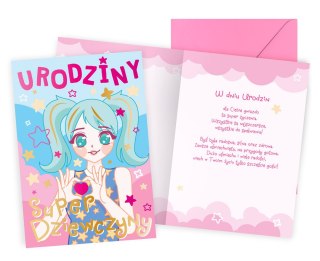 KARNET PR-561 URODZINY ANIME, DZIEWCZĘCE PASSION CARDS - KARTKI