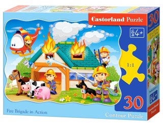 PUZZLE 30 ELEMENTÓW, KONTUROWE FIRE BRIGADE IN ACTION CASTORLAND B-03525 CASTOR