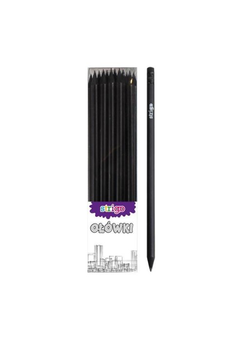 HB PENCILS BLACK WOODEN WITH ERASER BE02 WB A 36 STRIGO BE02