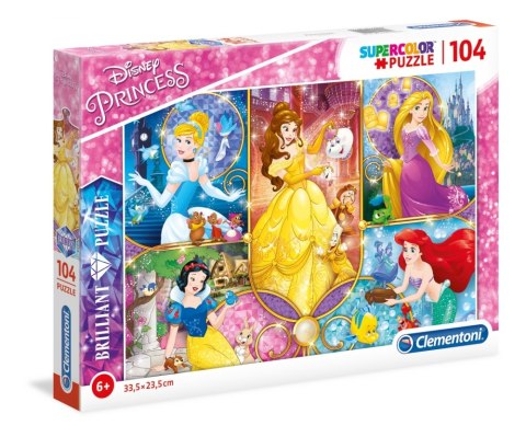 PUZZLE 104 ELEMENTY BRILLAND PRINCESS CLEMENTONI 20140 CLEMENTONI