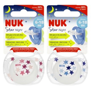 NUK SMOCZEK USPOKAJAJĄCY SILIKONOWY 6-18 M STAR NIGHT MIX 10736752 NUK