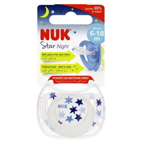 NUK SMOCZEK USPOKAJAJĄCY SILIKONOWY 6-18 M STAR NIGHT MIX 10736752 NUK