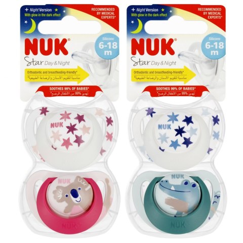 NUK SMOCZEK USPOKAJAJĄCY SILIKONOWY 6-18M STAR DAY&NIGHT MIX 10736727 NUK