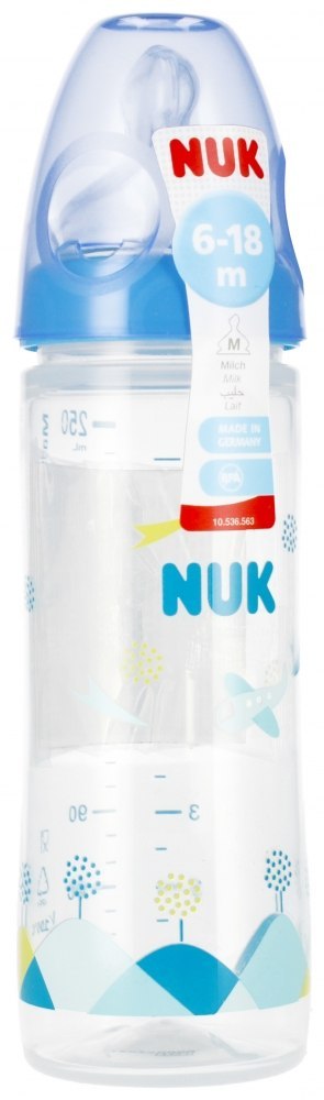 NUK BUTELKA ZE SMOCZKIEM SILIKONOWYM 250 ML 6-18M FIRST CHOICE MIX KOLORÓW 10741625 NUK