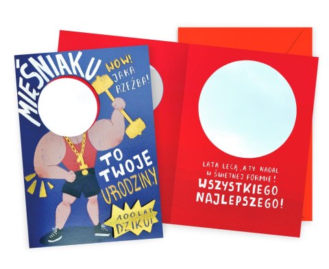 KARNET DK-1220 URODZINY MIĘŚNIAK, LUSTERKO PASSION CARDS - KARTKI