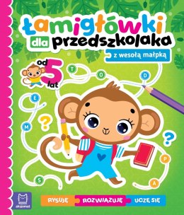 PUZZLES FOR A PRESCHOOLER WITH A HAPPY MONKEY. I DRAW, I SOLVE, I LEARN. FROM 5 YEARS