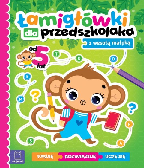 PUZZLES FOR A PRESCHOOLER WITH A HAPPY MONKEY. I DRAW, I SOLVE, I LEARN. FROM 5 YEARS