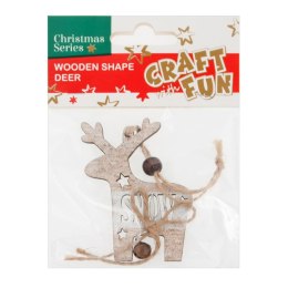 DECORATIVE WOODEN ORNAMENT BN REINDEER PENDANT CRAFT WITH FUN 438596